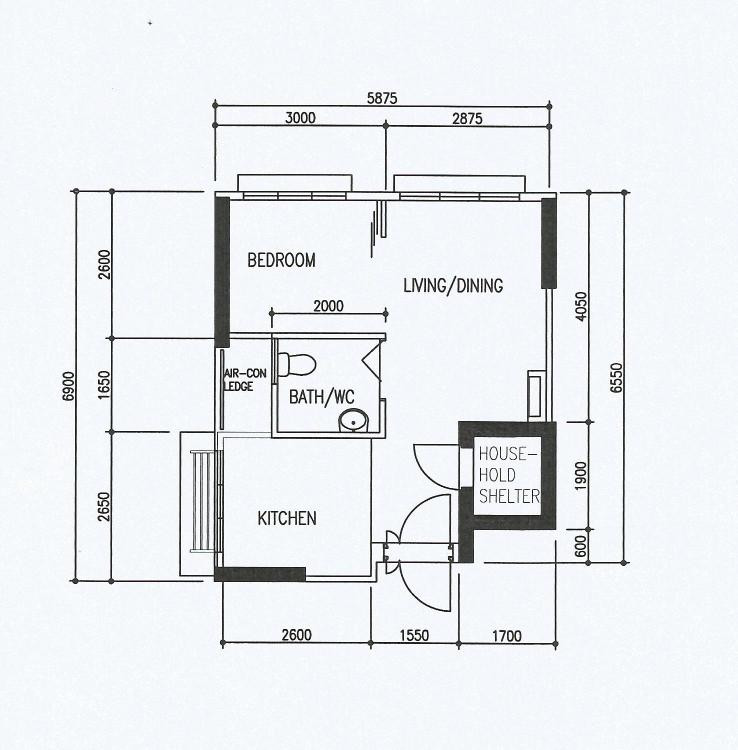 Looking for feedback on the 3D design of my HDB BTO 2 room 35sqm (Type 1) flat Renovation