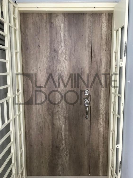 HDB Laminate Fire Rated Main Door with the latest Raw Wood Design
