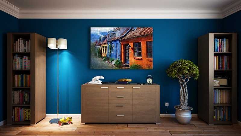 blue wall modern home